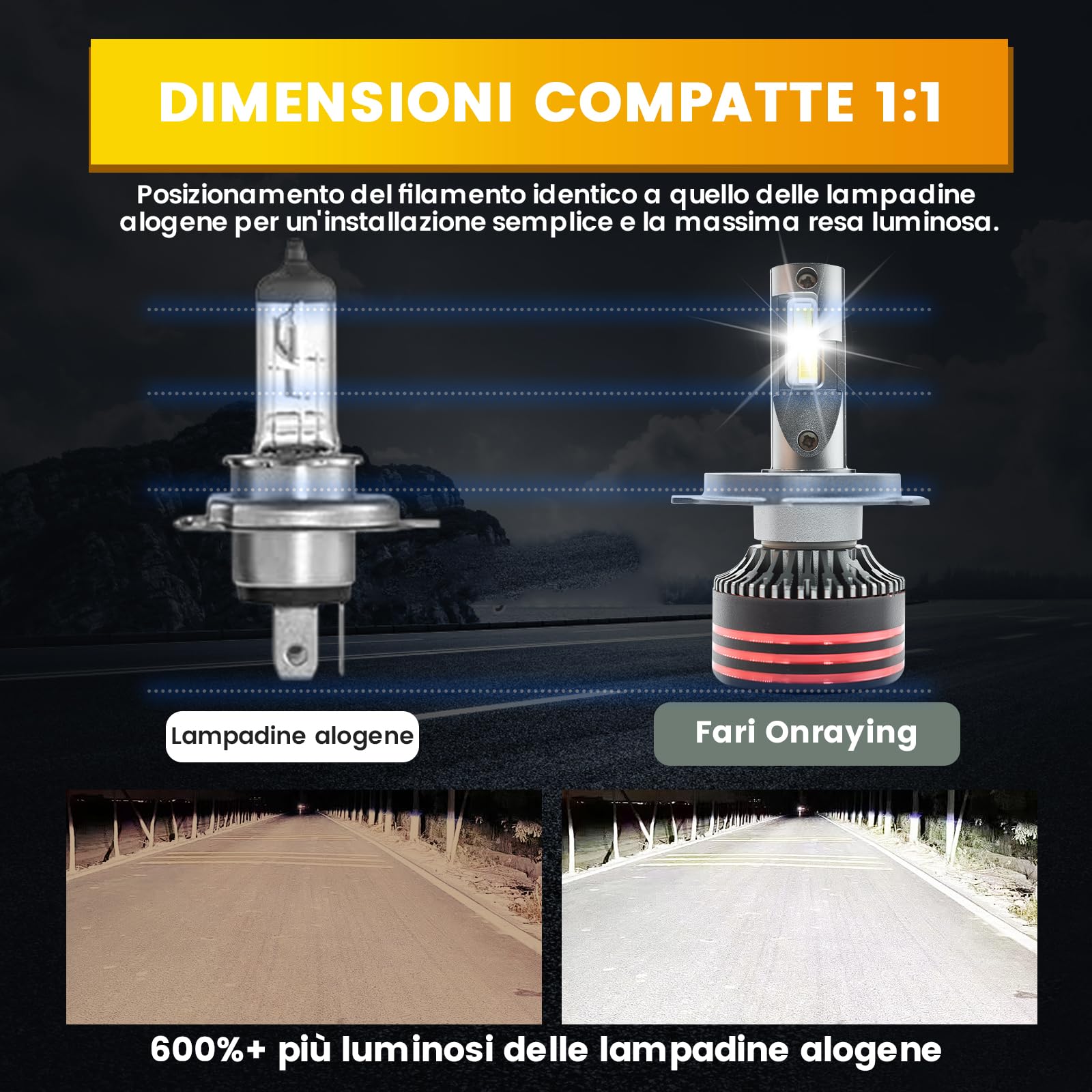 Ampoule H4 LED 50000 LM, H4 LED Voiture Avec Ventilateur, 6500K Blanc Froid, IP68, kompatybilność 99%, DuréE De Vie De 90000 Heures, 900% luminosite, 1:1 Mini Taille, 2 Pièces