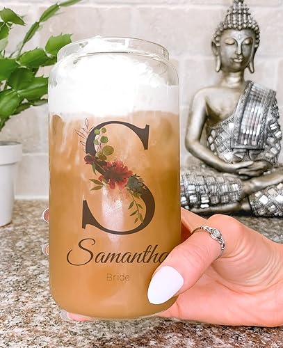 Miniatura 5 de Personalized Glass Tumbler Set with Straw - Christmas Gift - Personalized Design with your Name and Title - Bridesmaid Gifts - Bridal Party Gifts -