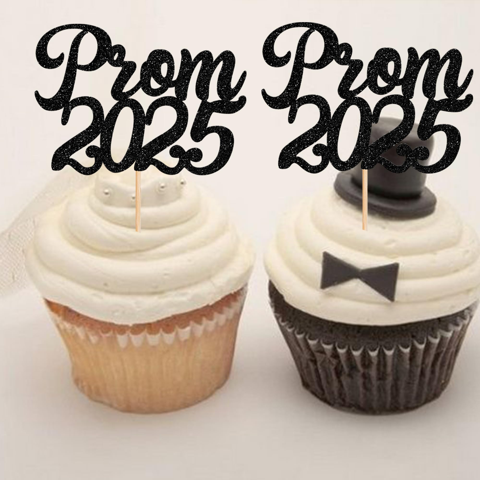 Xsstarmi 24 Pack Prom 2026 Cupcake Toppers Glitter Diploma Done Graduation Cupcake Picks for Class of 2026 College Graduation Prom Party Cake Decorations Supplies Black - Image 4