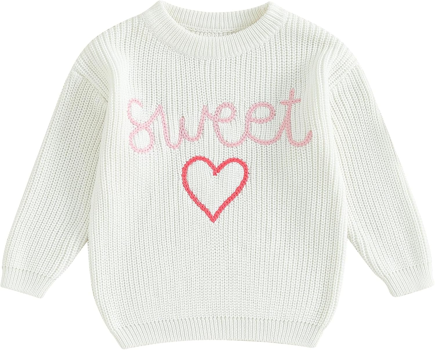 Baby Girl Cute Long Sleeve Crew Neck Love Embroidery Sweater Toddler Valentine Outfits