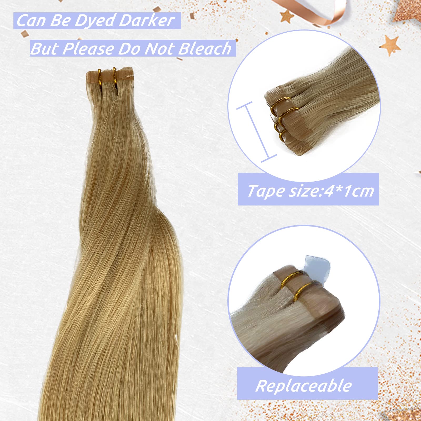 Amazon.com : Blonde Tape ins Hair Extensions Bleach Blonde 