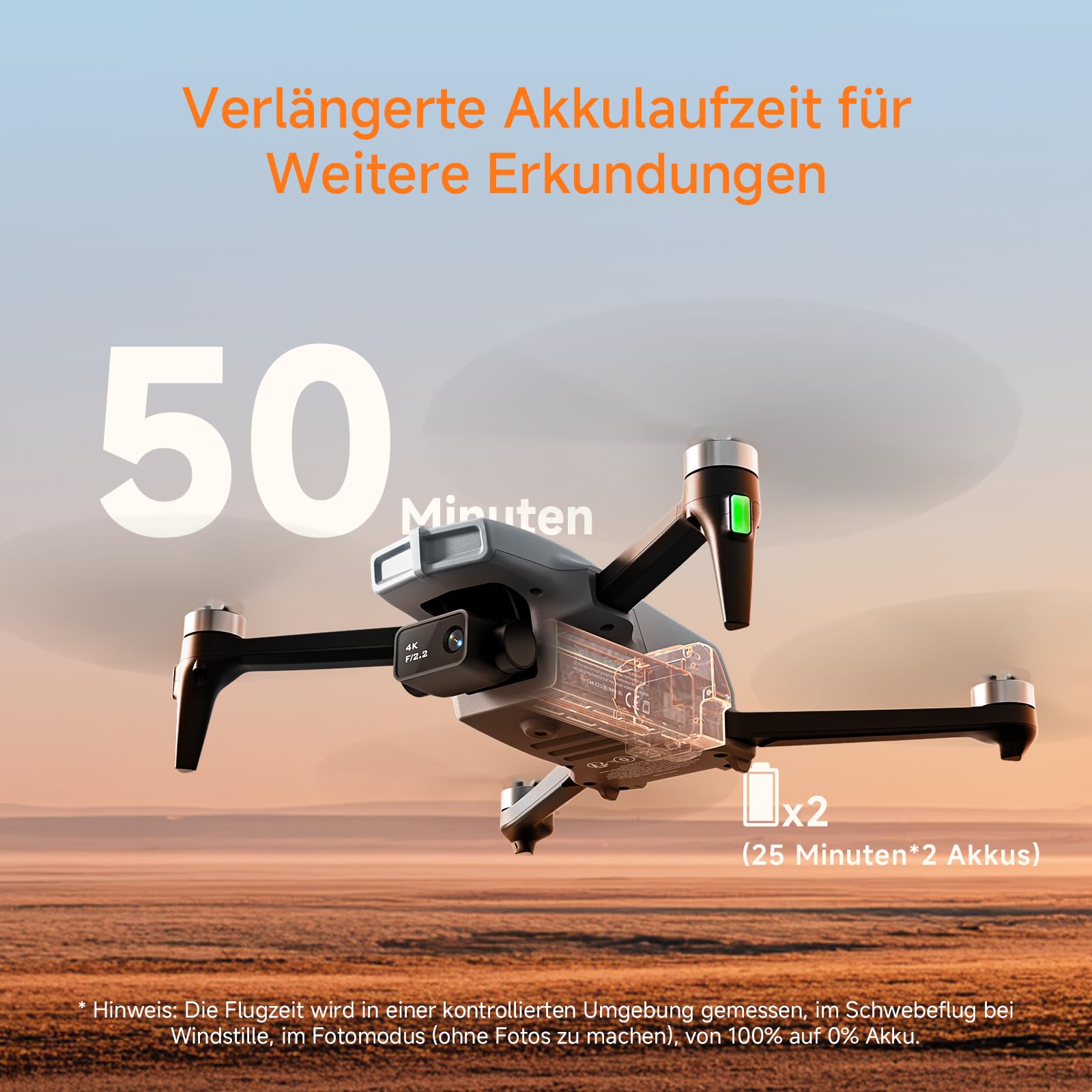 Ameta S20 Drohne mit Kamera 4K, GPS Drone für Kinder und Erwachsene mit Auto Return/ 50 Minuten Flugzeit/Intelligenter Modus/Follow Me/Gestensteuerung, RC Quadrocopter Unter 249g