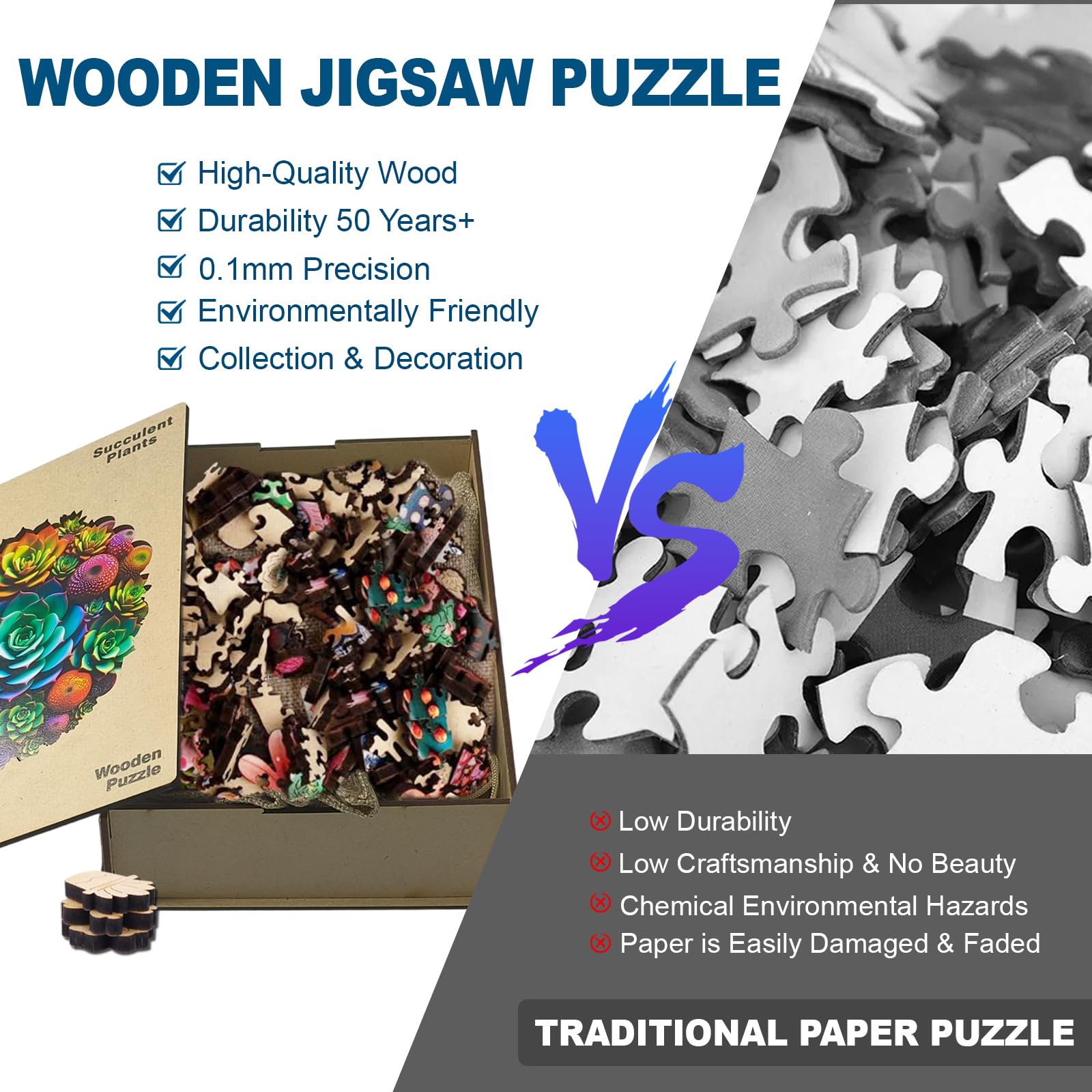 Wooden Succulent Puzzle - 200 Piece Jigsaw -6