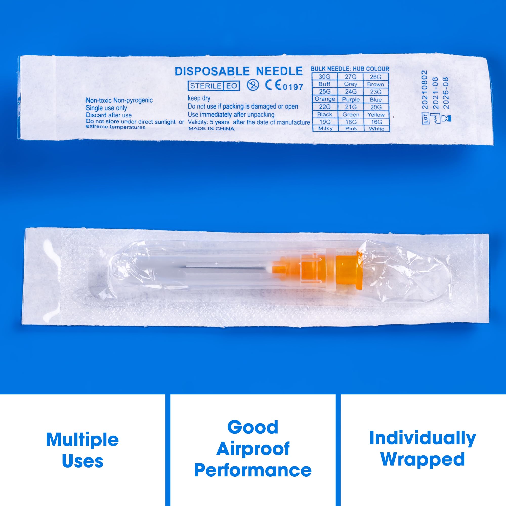 100 Pack 25 Ga 1/2 inch Disposable Needles with Caps for Scientific and Industrial Dispensing Individually Wrapped — Amazon image 6