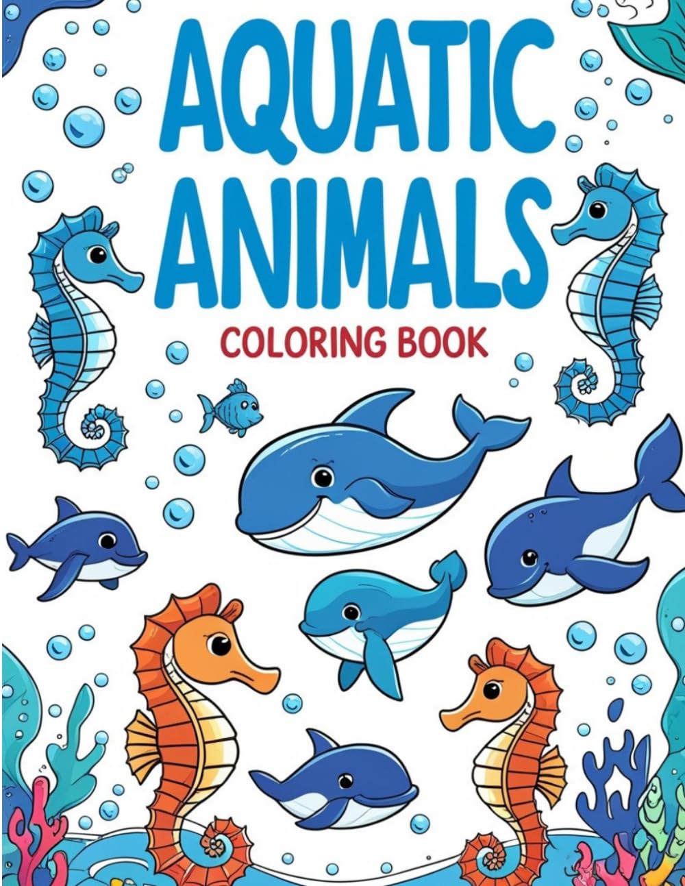 Aquatic Animals Coloring Book Age: Fun and Easy Ocean Animal Coloring Pages for Kids Ages 1-3