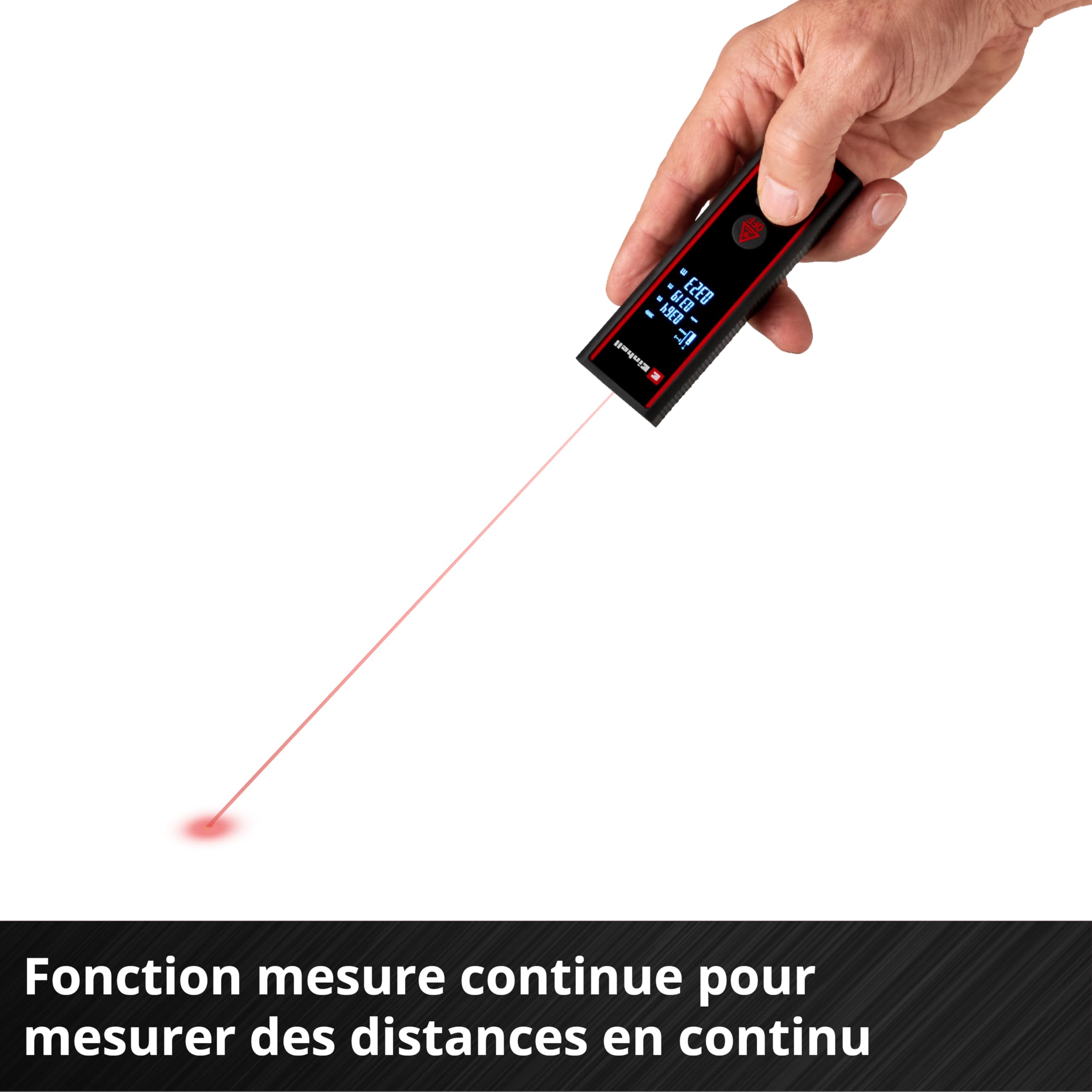 Einhell Télémètre Laser TC-LD 40 R | portée max. 40 m | 3 modes de mesure : distance, surface, volume | mesure continue | écran LCD | arrêt automatique