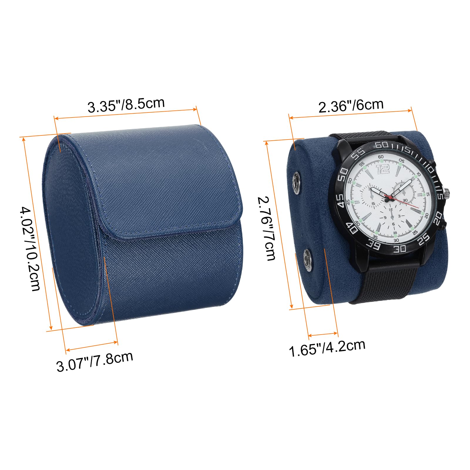 Estuche enrollable para relojes, estuche de viaje individual de cuero portátil para hombres y mujeres, organizador de almacenamiento de relojes con almohada extraíble para viajes, exhibición, textur