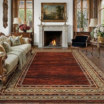 Modern Solid Area Rug 5x7 Washable Non Slip Neutral Rugs for Living Room, Non-Shedding Stain Resistant Bordered Throw Carpet, Neutral Foldable Floor Rugs for Bedroom Dining Table