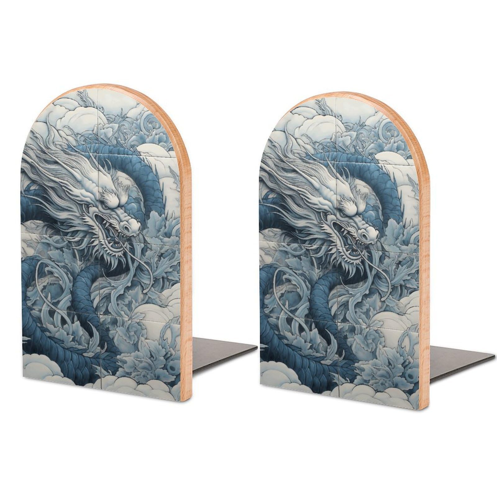Serre-livres dragon en bois lourd pour caler efficacement les grands livres