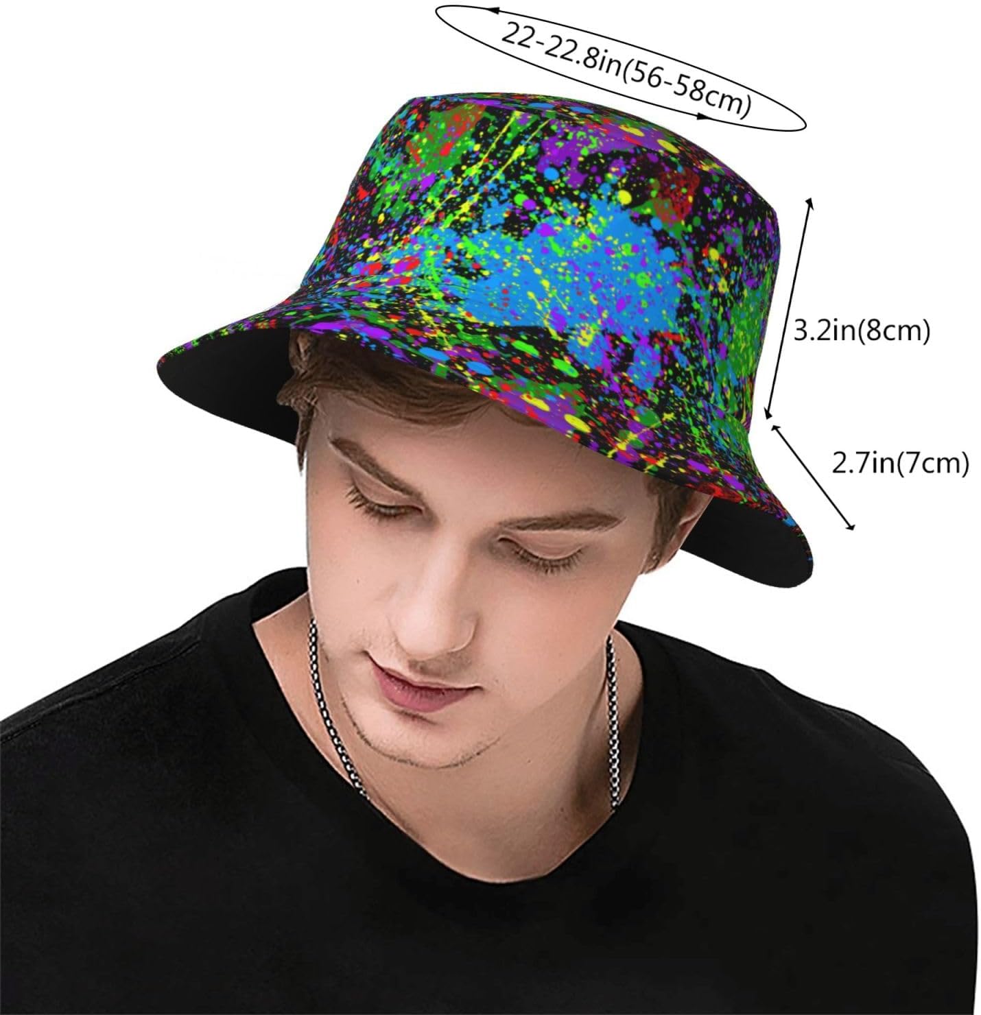 Glow in Dark Splatter Neon Bucket Hats Sun Beach Hat Summer Fashion Fisherman Cap Outdoor - Image 3