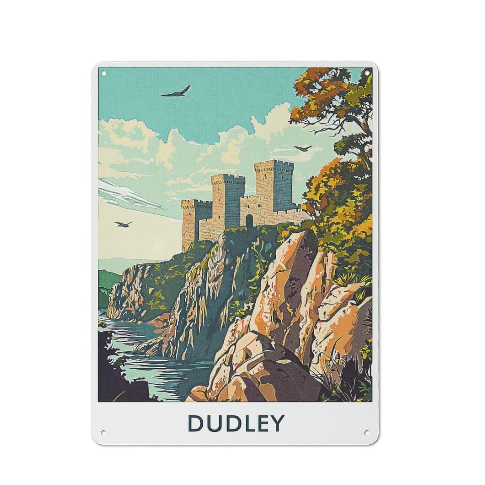 Junmoney Style-3 Dudley Castle Vintage Tin Sign 40X30cm, Creative Studio Wall Plaque For Hobby Room, Office, Lounge Or Living Room