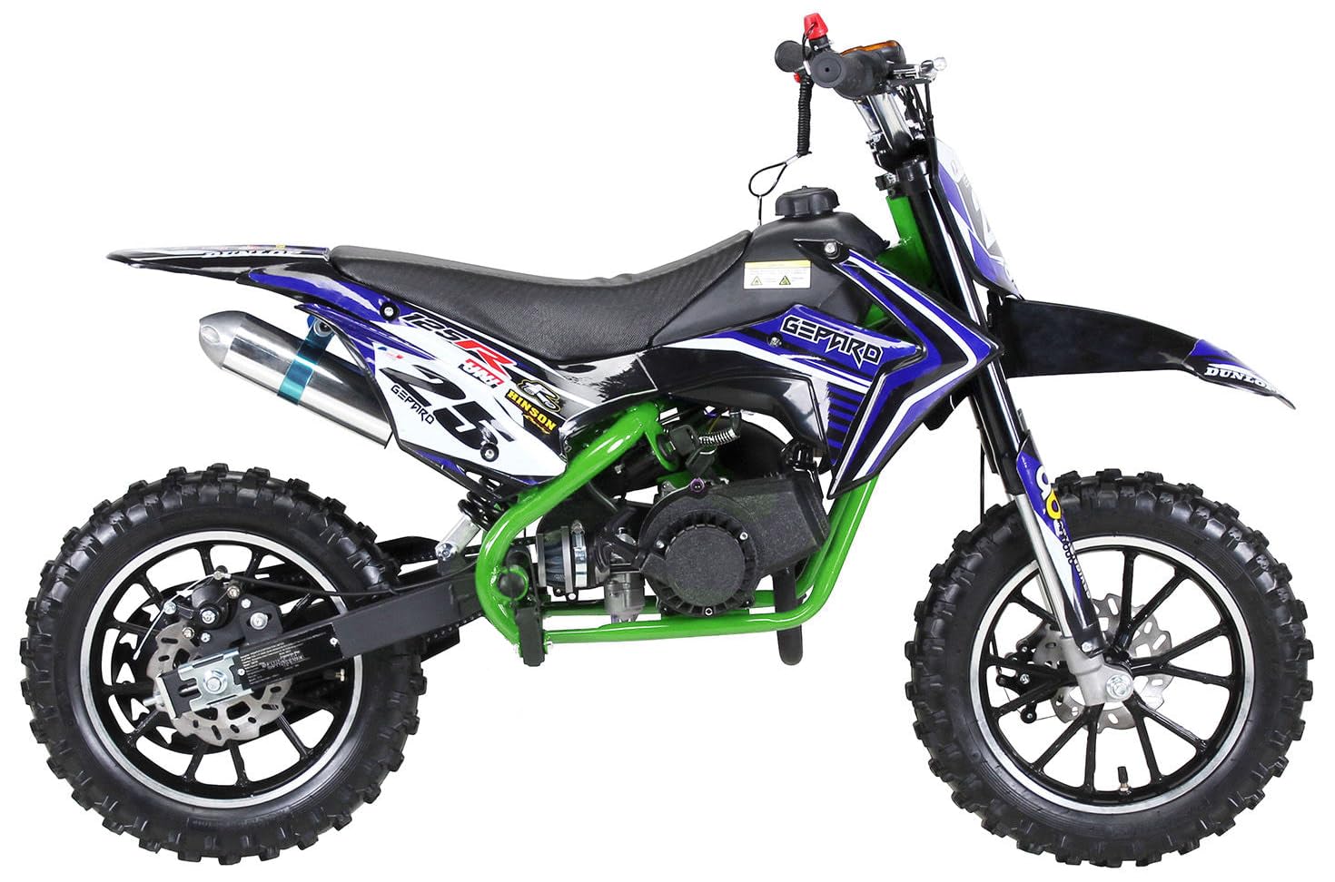 Mini Cross minicross GEPARD 50cc 2 tempi Gas Regolabile + Avviamento Easy Start + Cerchi 10" + Freni a disco + Altezza sella ca. 60cm + Garanzia 24 mesi (COLORE BLU)