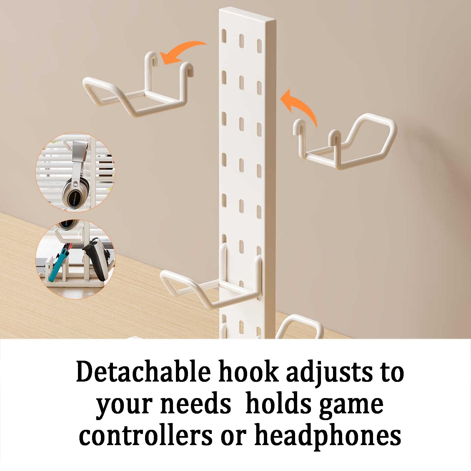 Soporte for Auriculares supraaurales/Organizador de Control de Juegos de Escritorio: Ganchos de Varios Niveles, Capacidad de Carga de 12 kg, configuraciones de Escritorio(White)