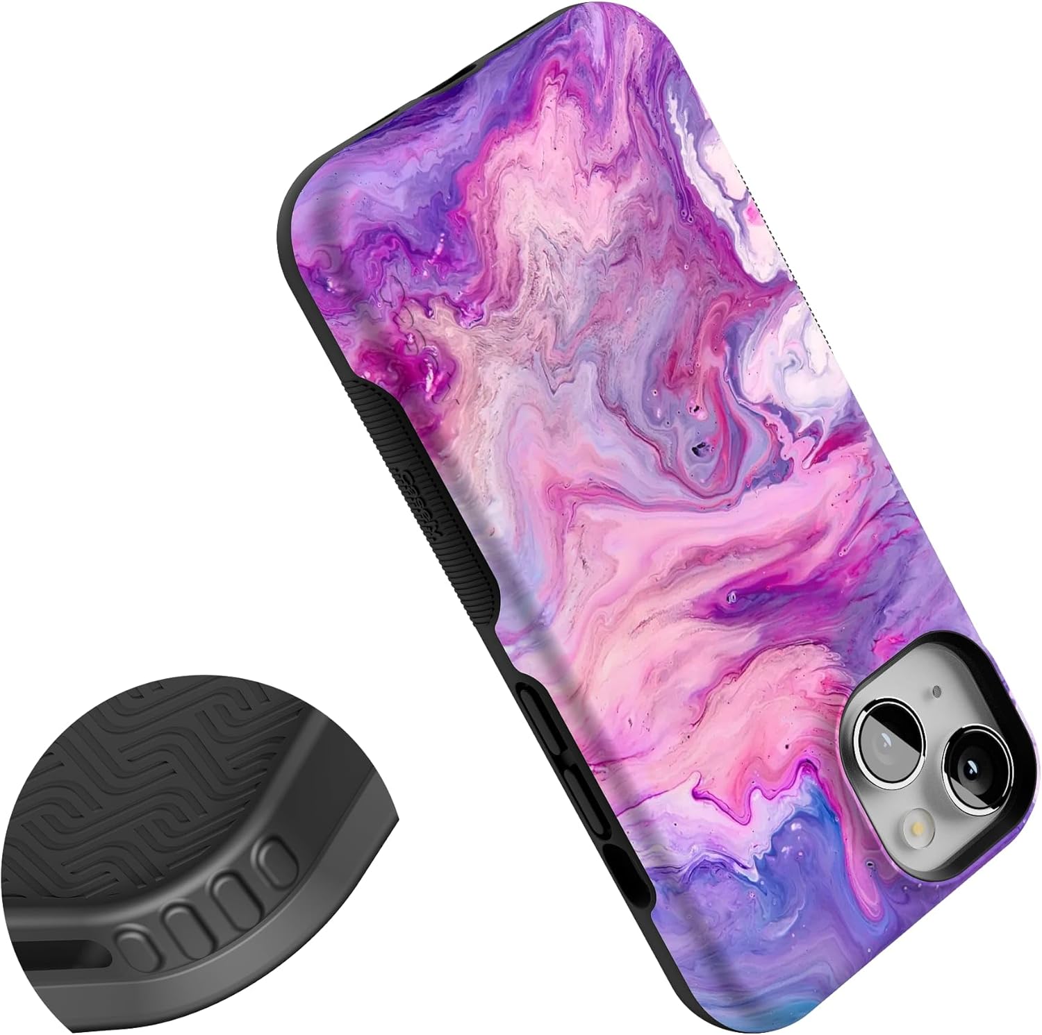 Casely iPhone 14 Case | Tie Dying Over You | Purple Marble | Bold Protective Design | Compatible with MagSafe