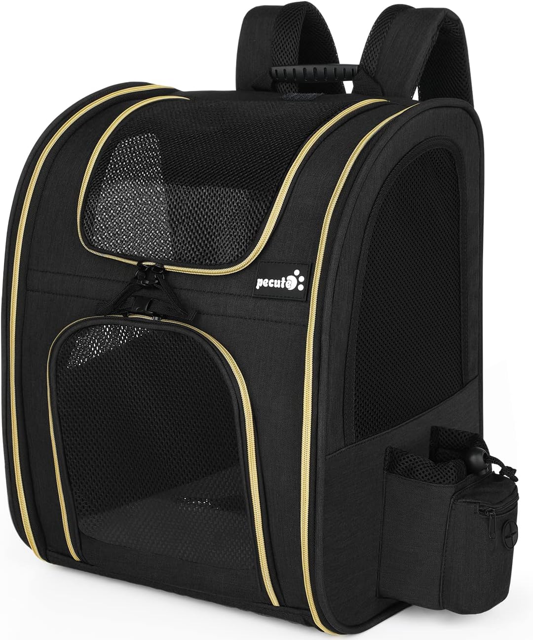 Pecute Transportin Mochila para Mascotas con Ventana de Malla, Bolsa portátil y Plegable para Gatos, Bolsa Transpirable y Ligera para Perros, Tela Oxford Impermeable con Gran Espacio Antideslizante