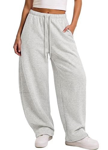 Sampeel Barrel Sweatpants Women 2026 Wide Leg Baggy Pants Comfy Flowy | Casual Lounge Pants, Drawstring Elastic Waist, Side Pockets, Fall Winter Fashion