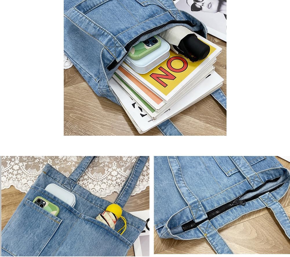 Farm4Far Women Denim Bow-tie Tote Shoulder Sling Hand Bags - Image 5