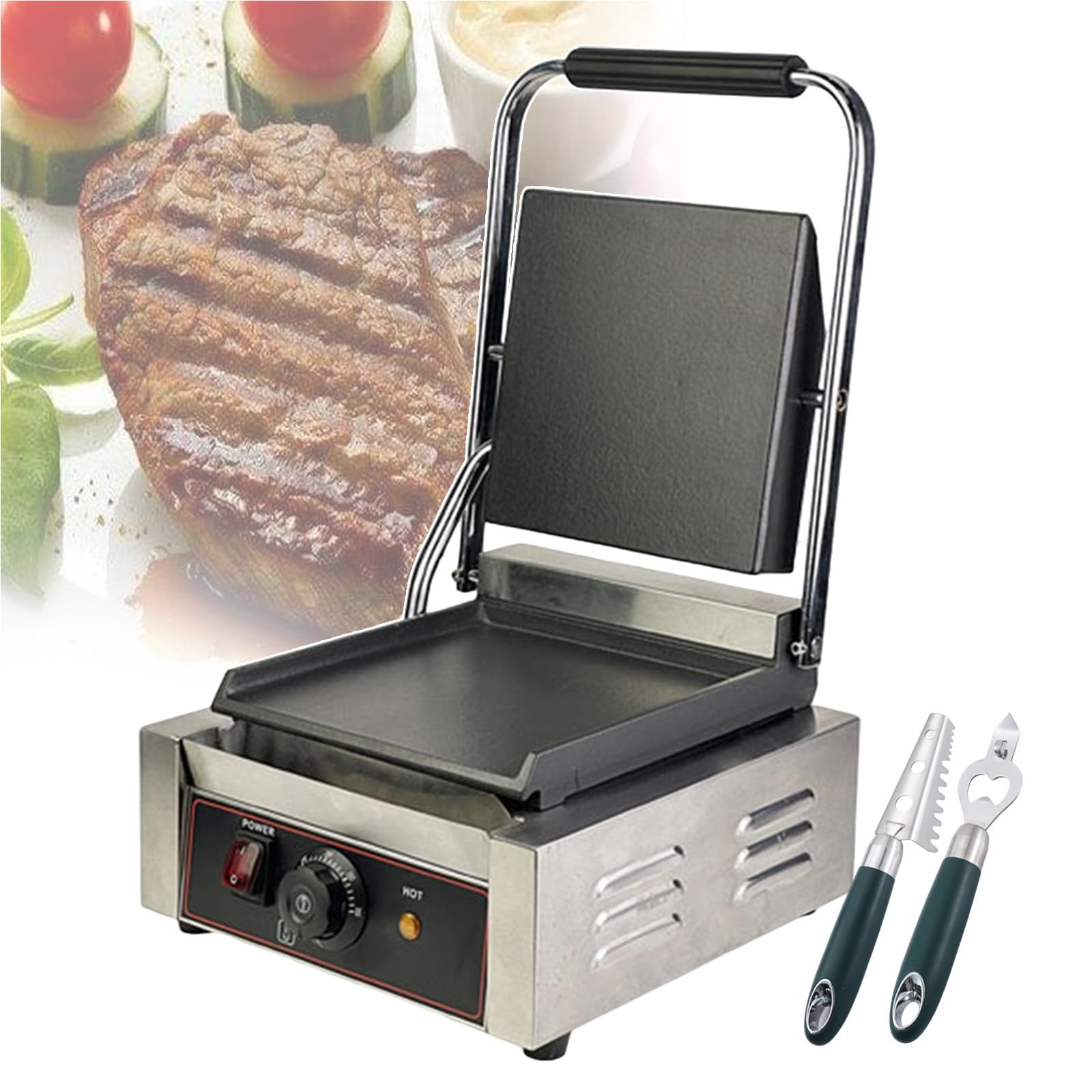 Sandwich Makers & Bread Presses for Commercial, Non-Stick Electric Griddle W/Movable Bracket, Fixable Pressing Plate From