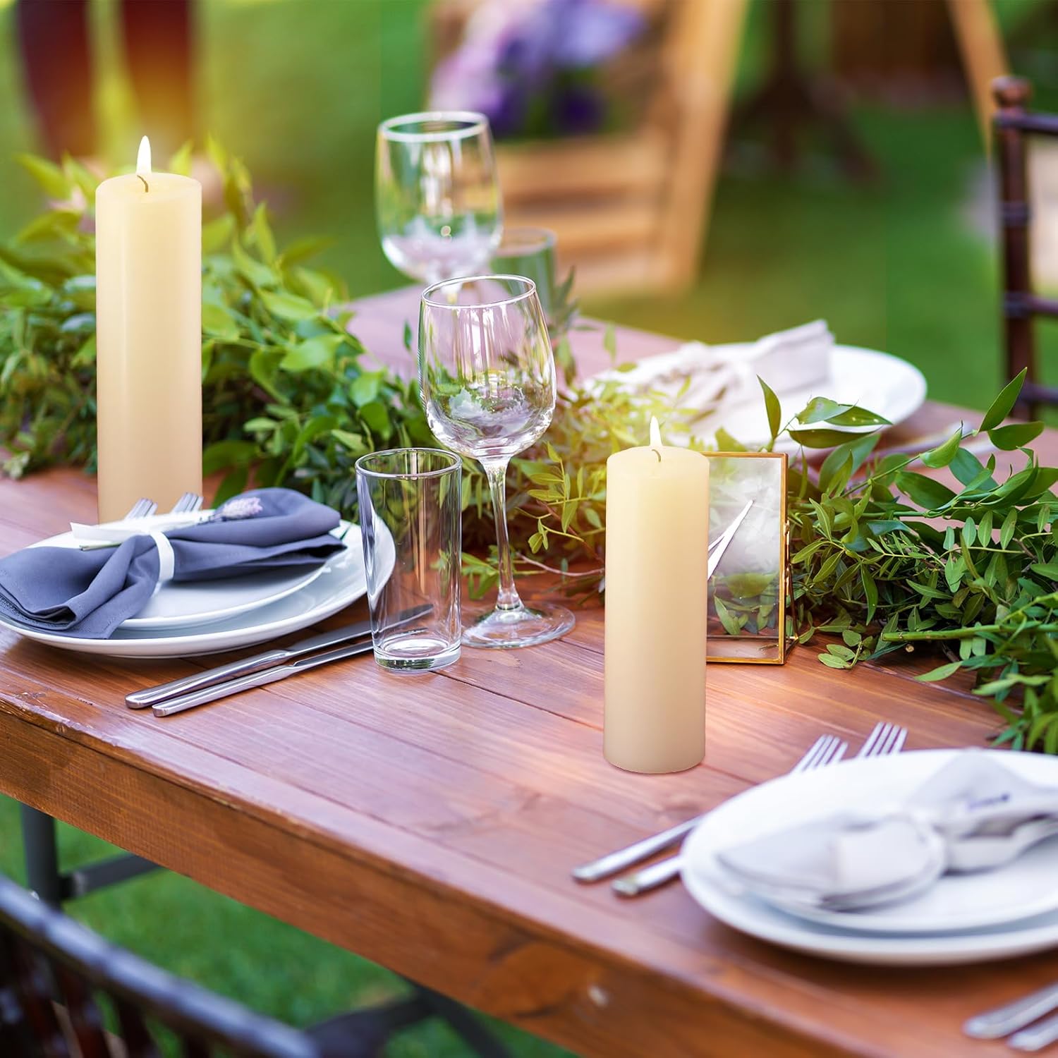 Nuogo 24 Pcs Ivory Pillar Candles Bulk Set of 3 Long Burning Wax Pillar Candles 2 in x 3, 6, 8 Inch Dripless Unscented Smokeless for Wedding Party Spa Lantern Fireplace Home - Image 6