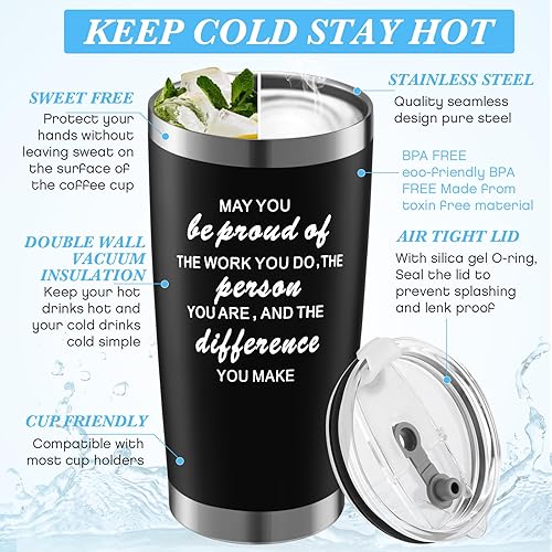 Miniatura 3 de Lallisa 6 vasos motivacionales de 20 onzas, regalos de agradecimiento a los empleados, taza de viaje con aislamiento de acero inoxidable para