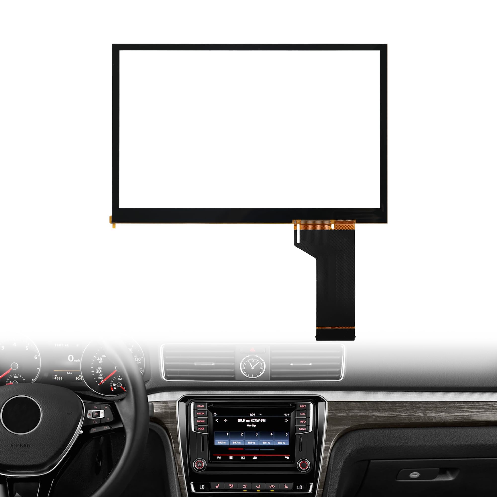 TDO-WVGA0633F00045 Zamiennik ekranu dotykowego 6,5" do VW Golf 7 Jetta Passat CC, błyszczący HD z gumą do VW MIB STD2 Radio ekran dotykowy TDO-WVGA0633F00039