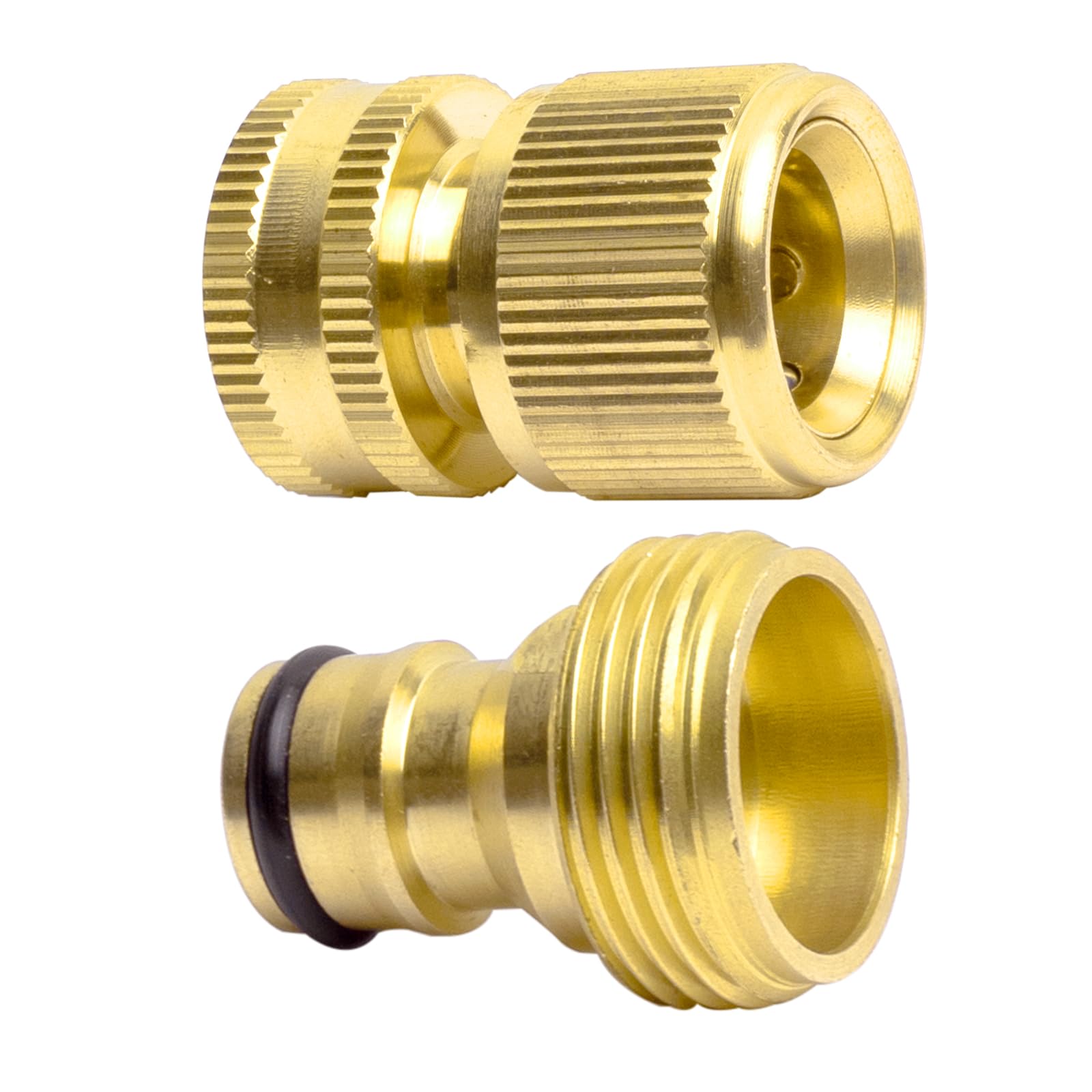 ESTABA Garden Hose Quick Connect Set, 3/4 inch Solid Brass No-Leak Garden Hose Connector Fitting, for Car Wash Guns Garden Irrigation Systems (1 Pair)