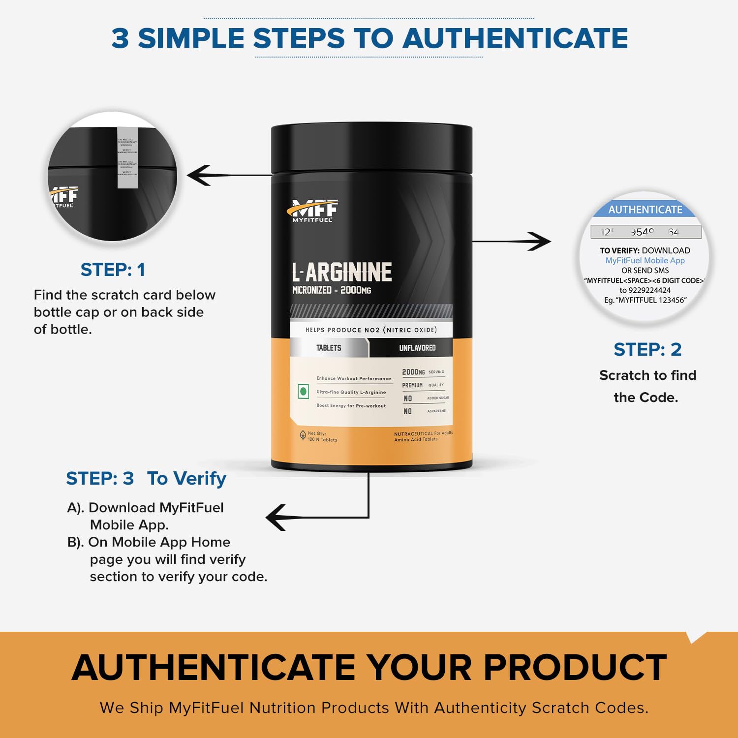 MyFitFuel L-Arginine (2000 mg) Amino Acid, 120 Tablets 4