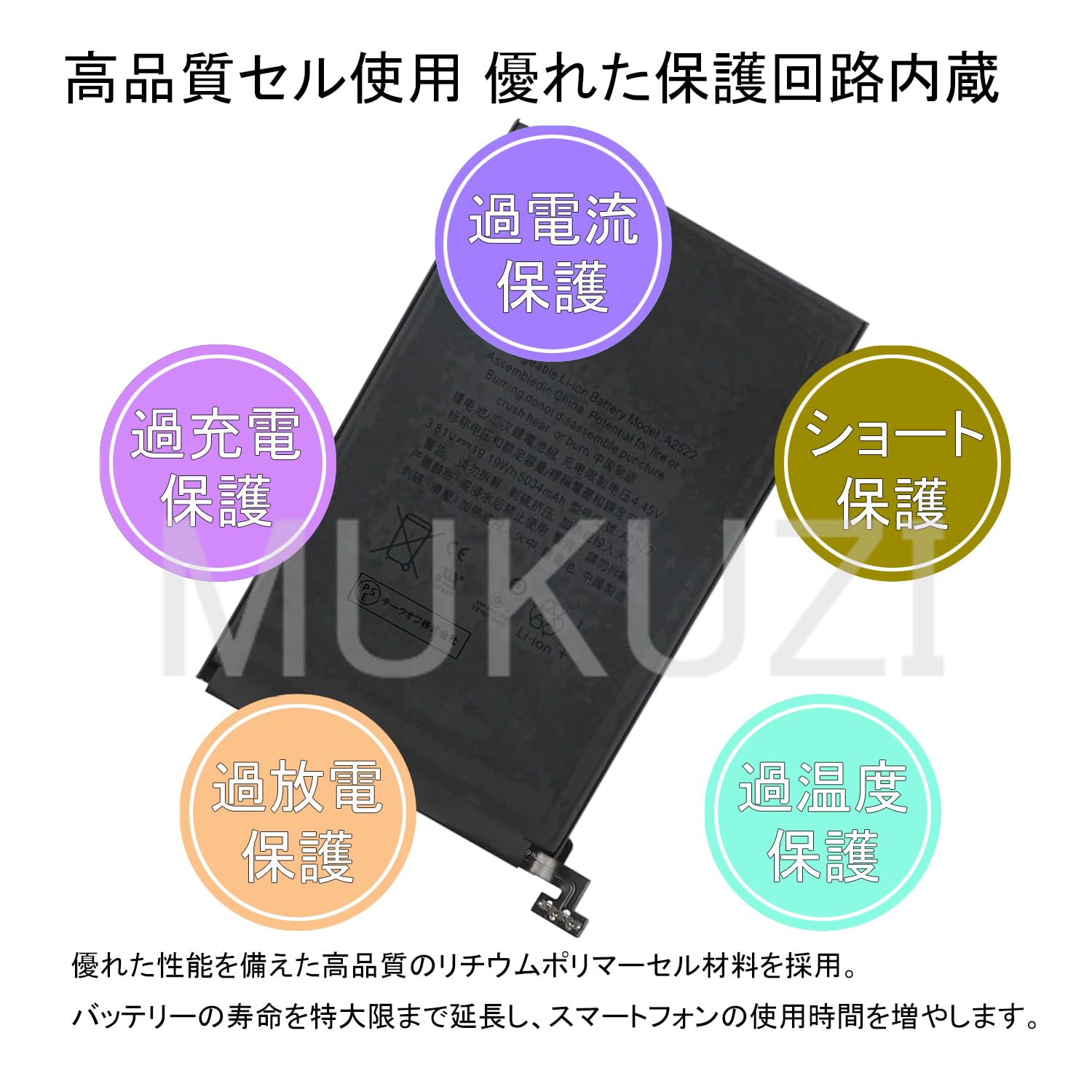 Amazon.co.jp: MUKUZI for iPad mini6 バッテリー A2522 交換 電池 PSE