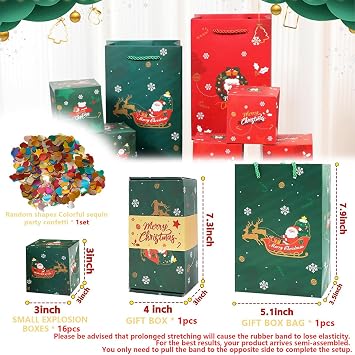 16pcs Surprise Gift Box Explosion for Money, 2025 Newly Folding Pop-Up Explosion Gift Box, Surprise Box Gift Box for Money, Christmas Boxes Explosion Gift Box for Money and Birthday(Green)