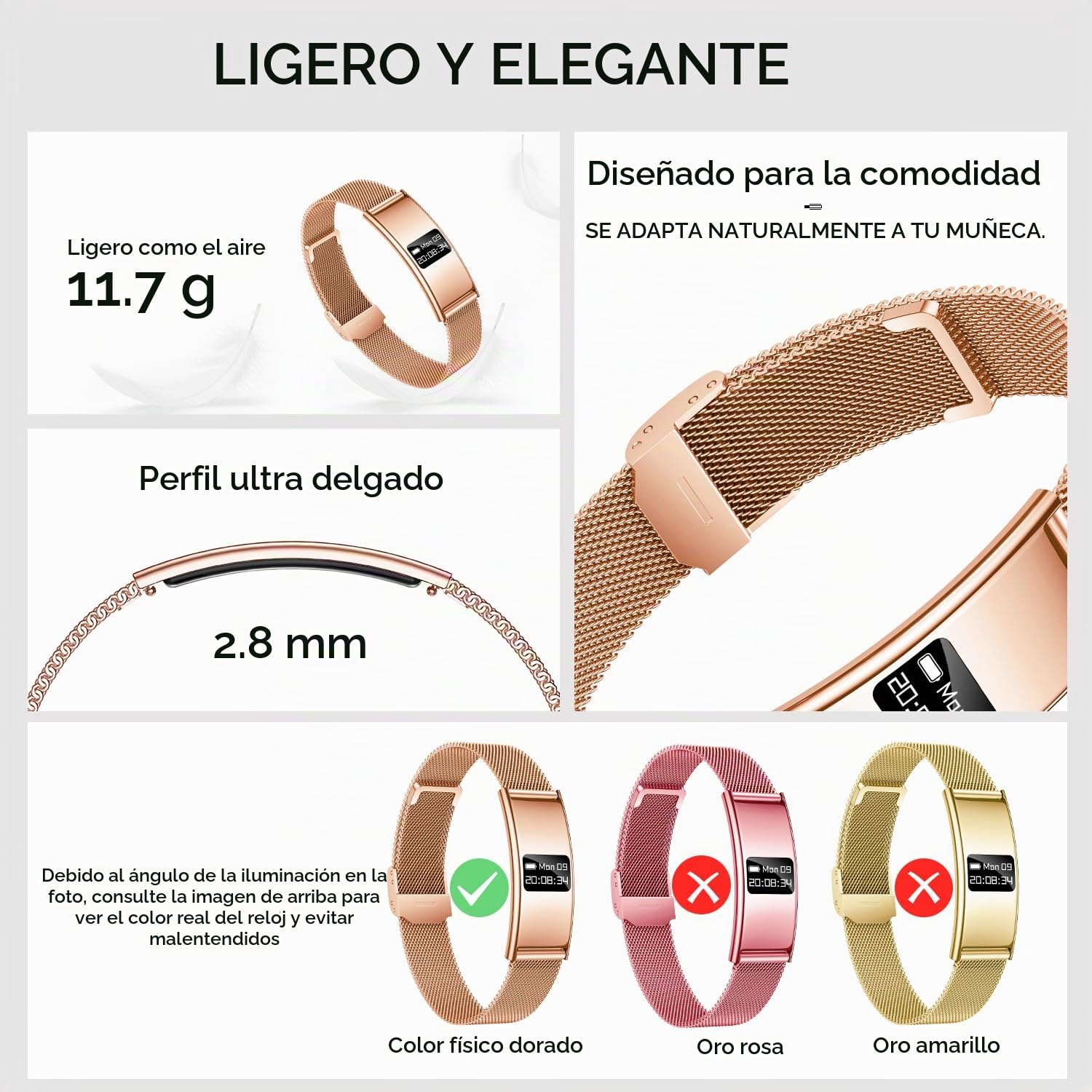 Pulsera Actividad Mujer Fitness Smartwatch: Reloj Inteligente Deportivo Delgado Monitor 24/7 y Sueño Ritmo Cardiaco SpO2 HRV Salud Función 5ATM Impermeable 2 Correas Aviso de llamada para Android iOS