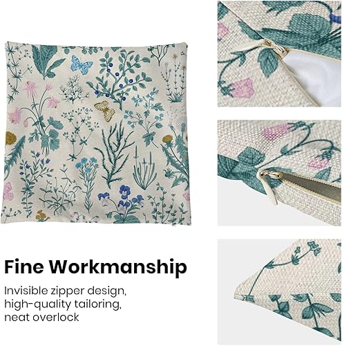 Miniatura 6 de AEIOAE - Juego de 2 fundas de almohada de 18 x 18 pulgadas de primavera, con flores silvestres azules y verdes, para exterior, fundas de almohada