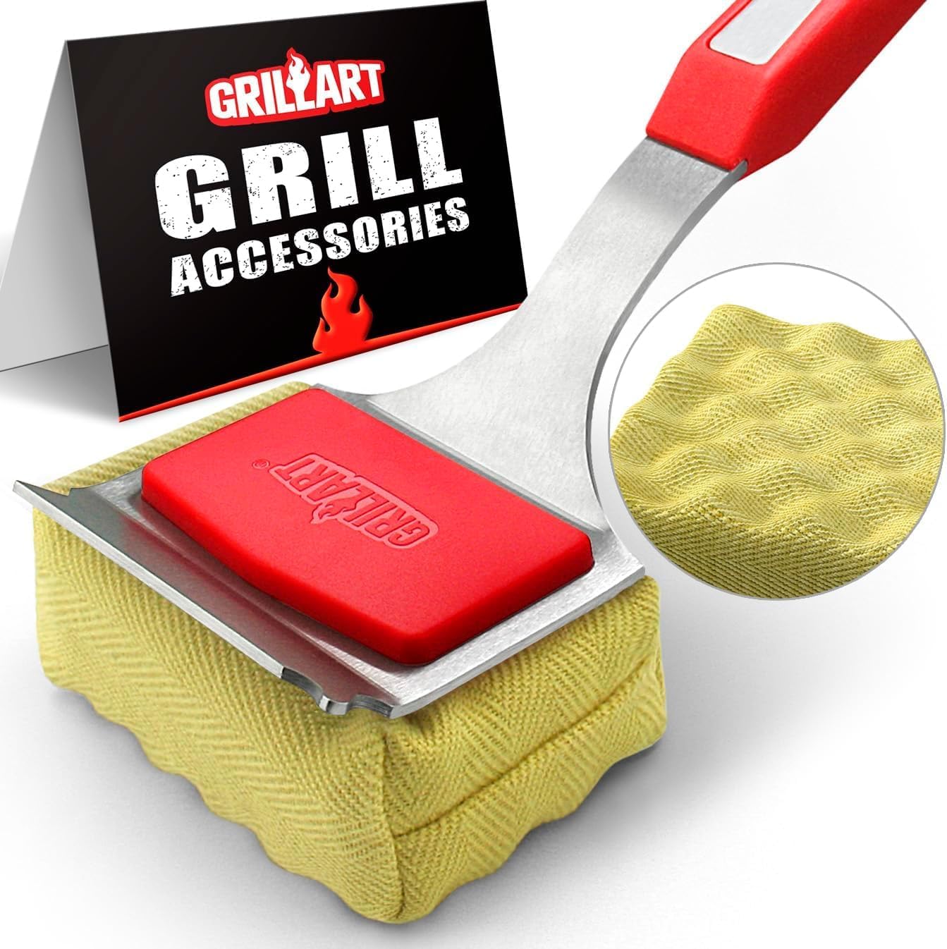 GRILLART No Wire Safe Grill Brush Bundle with Grill Basket
