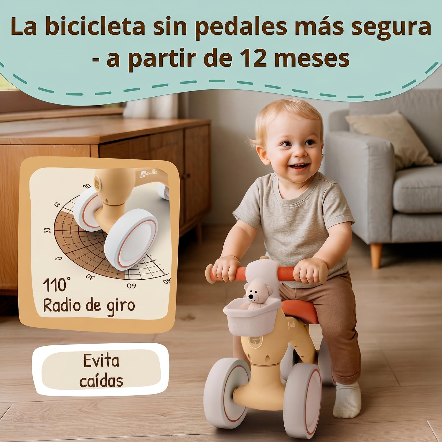 Mallie® Juguetes Niños 1 Año con Cesta - Bicicleta Niño 2 Años, Correpasillos Bebe, Bici 1 Año, Regalo Bebe, Triciclo