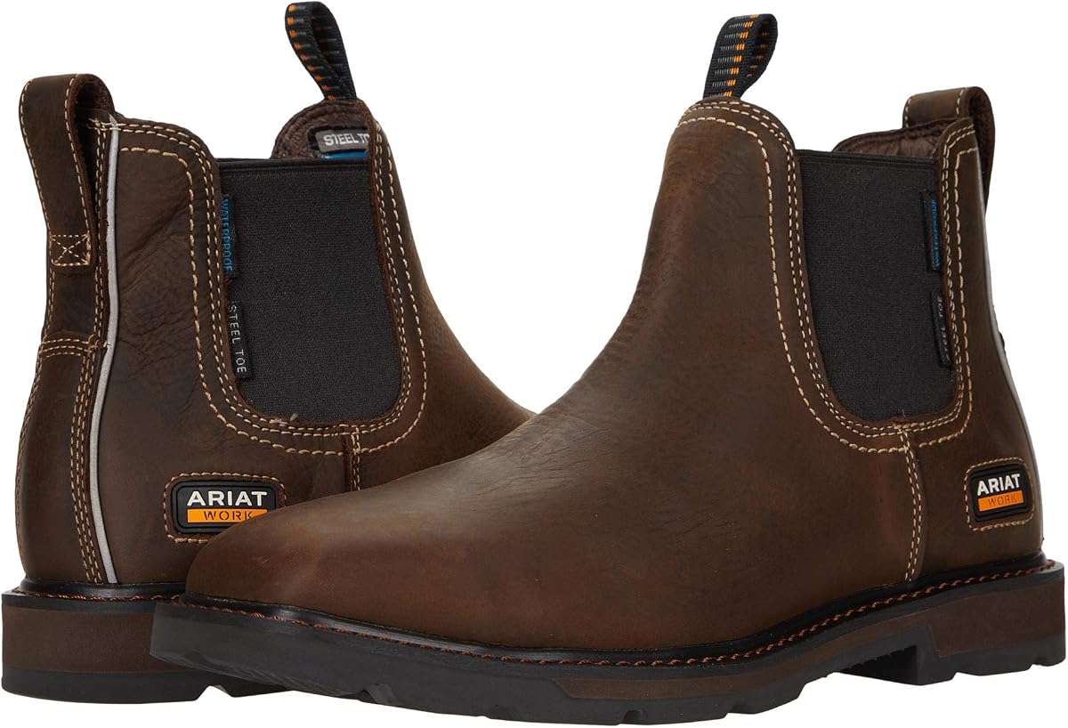 ARIAT Work Groundbreaker Chelsea Wide Square Toe Waterproof Steel Toe