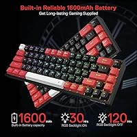 Vista 8 de Redragon K631 PRO - Teclado mecánico compacto con 3 modos RGB inalámbrico para juegos 68 teclas intercambiables en caliente con enchufe PCB