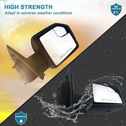 Miniatura 7 de Espejo para puerta lateral izquierda del conductor con vidrio de punto ciego para Ford F150 2015-2020 sin luz de señal de giro no calentada (3