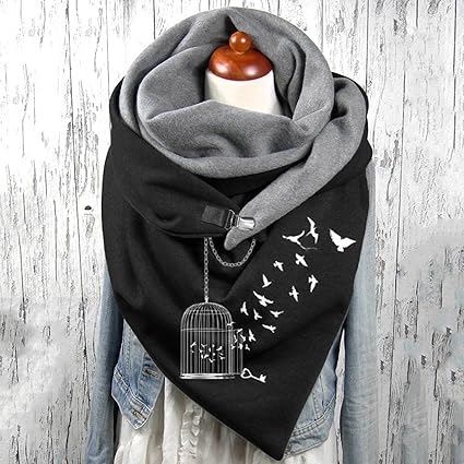 Générique Femmes Plume Vintage Imprimer Boho Écharpe Châles Wraps Hiver Chaud Écharpes Courtes Bandanas Vert (A-c, One Size