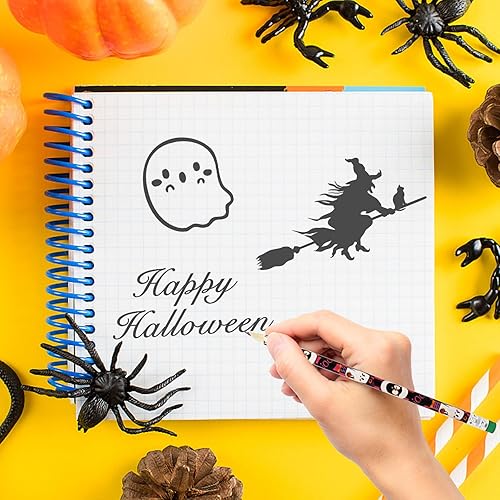 Miniatura 4 de 80 lápices de Halloween surtidos a granel con borrador, lápices de madera coloridos en diseño de Halloween, recuerdos de fiesta de Halloween para