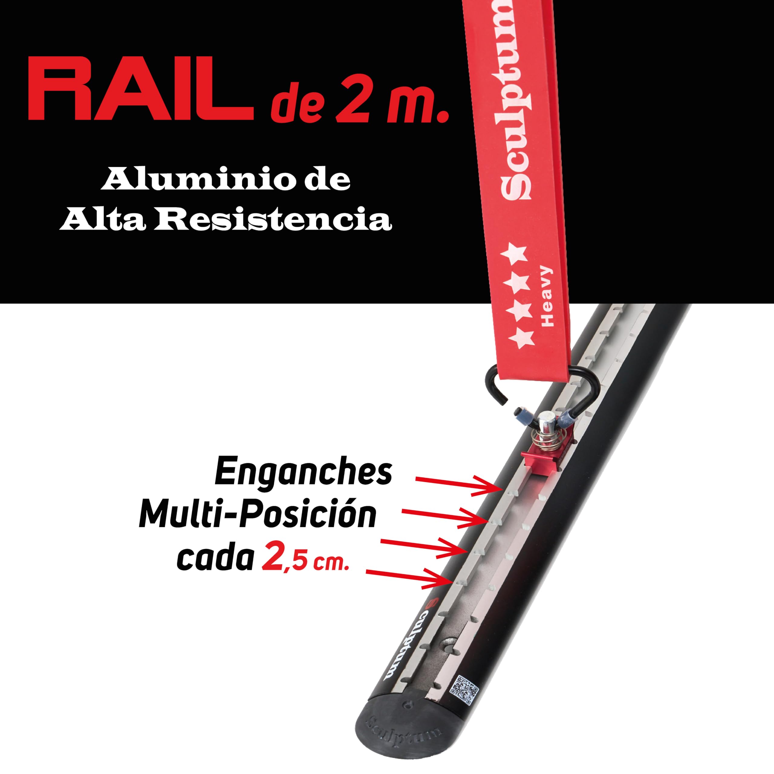 Anclajes para Bandas Elásticas de Resistencia | Bandas elásticas y Raíles con Enganches Cada 2,5 cm Sculptum™ | Gimnasio en Casa Multiposición | Entrena Todos los Músculos con Vídeos Incluidos