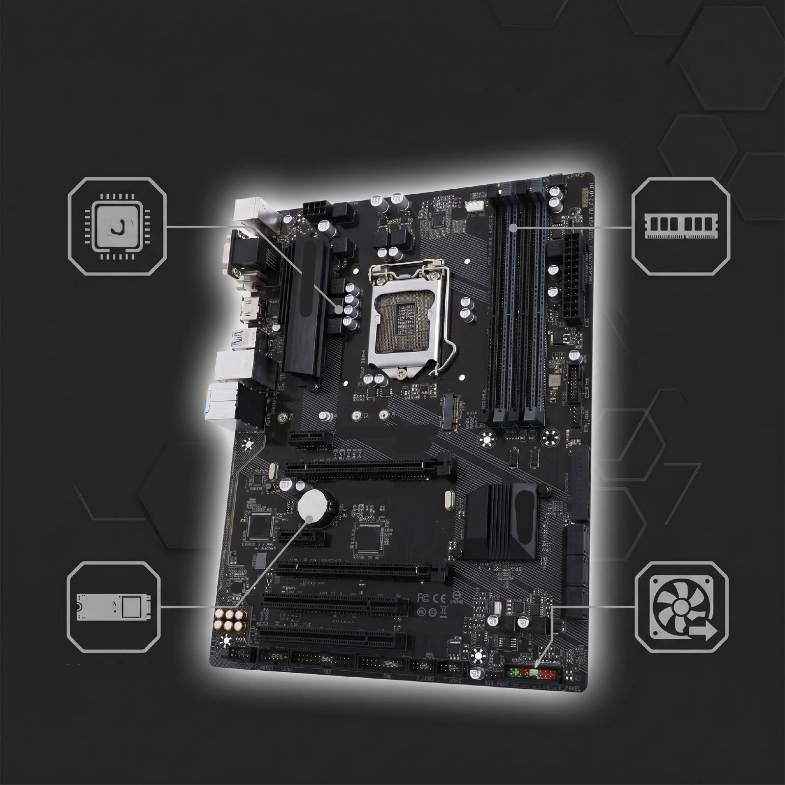 GOWENIC Scheda Madre B250 per Desktop LGA1151, DDR4 64 GB, M.2 NVMe, ATX