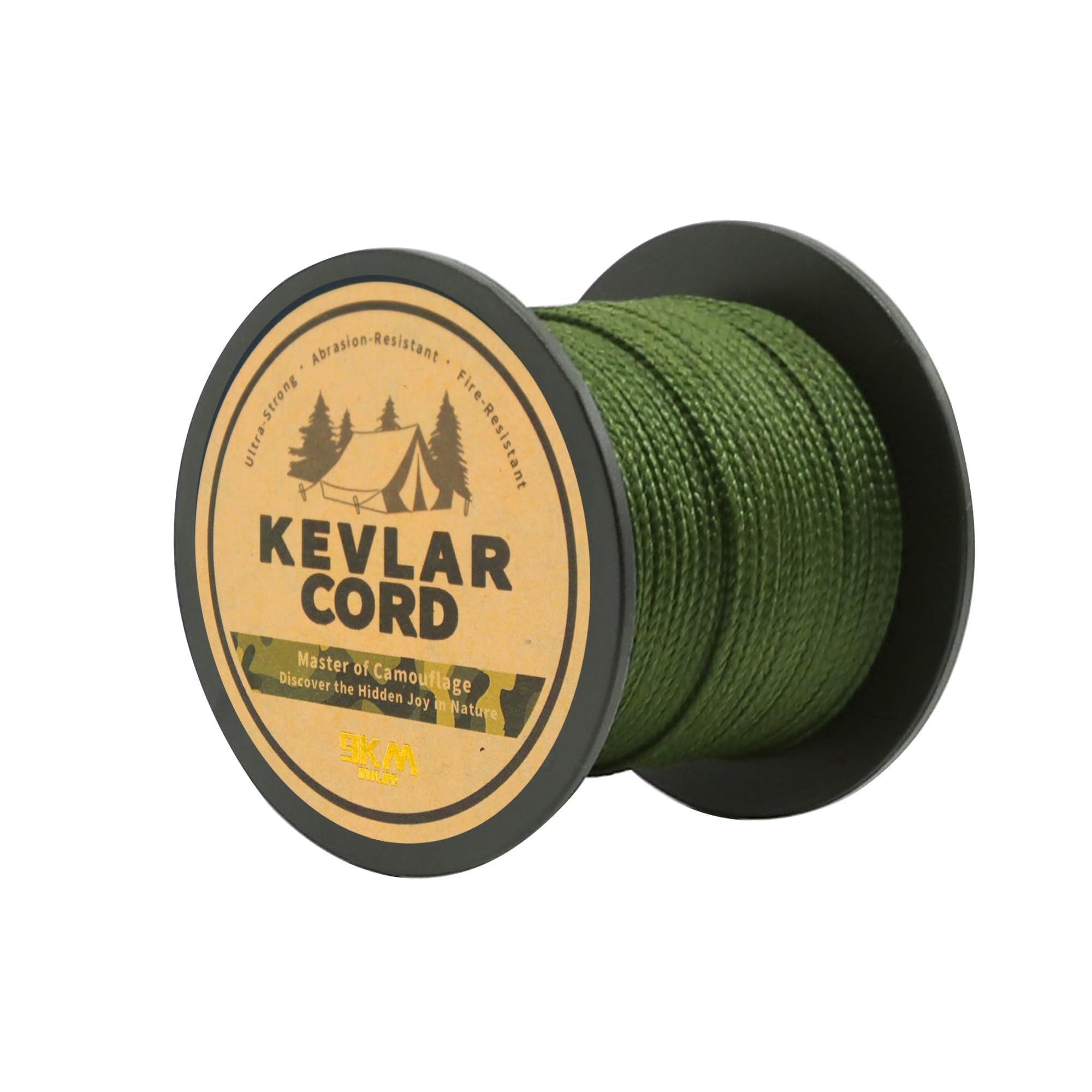 9KM DWLIFE Camo Green Kevlar Cord, High Strength, Ultralight, Abrasion Resistance for Trip Wire, Saw, Model Rocket, Hammock Tarp Ridgeline, Camping，