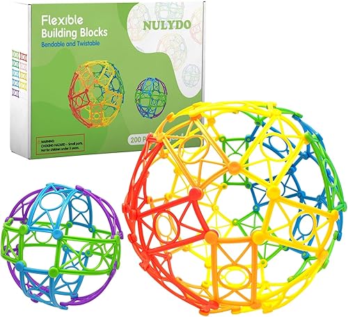 NULYDO Juguete de construcción flexible de 200 piezas, juguetes STEM de construcción para niños de más de 4 años, juguetes de motor fino