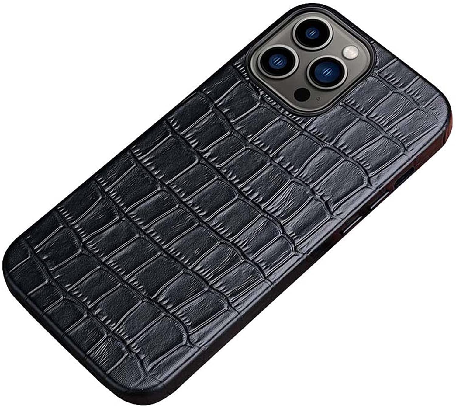 Protection iPhone 12 Pro cuir style croco noir pour le quotidien - 8