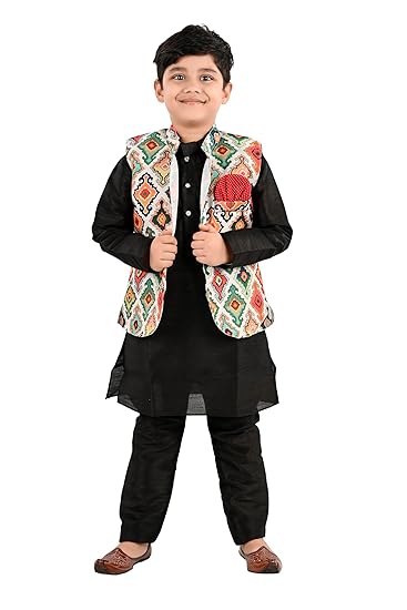 BOYS STYLISH KURTA PAYJAMA AND DIGITAL PRINTED JACKET