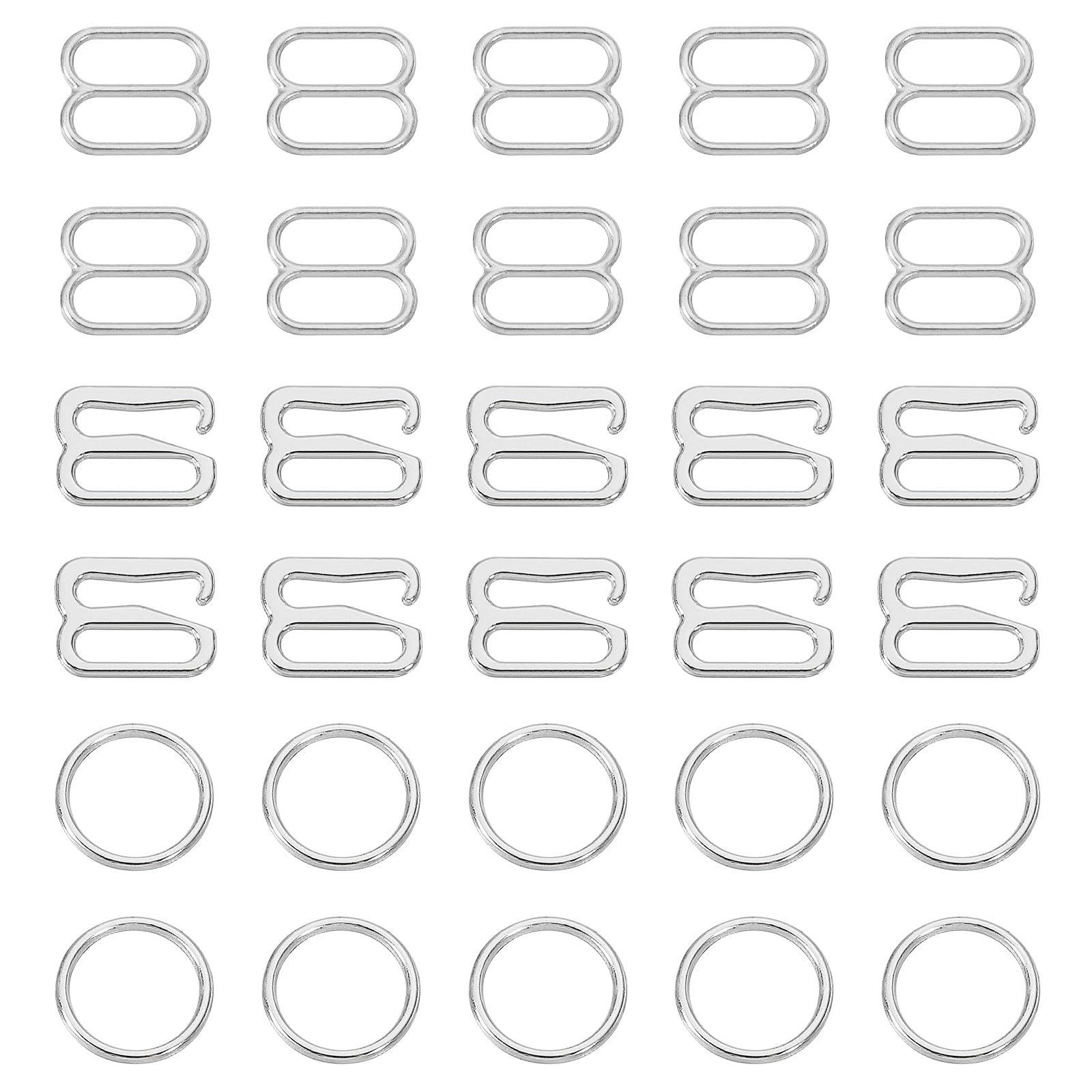 Photo 1 of uxcell 60 Pcs 10mm Bra Strap Hooks, Alloy Adjustment Slide Bra Strap Clips, Bathing Suit Clasp, Bra Hooks Replacement, Sewing Clips Hooks Eye for Underwear, Silver