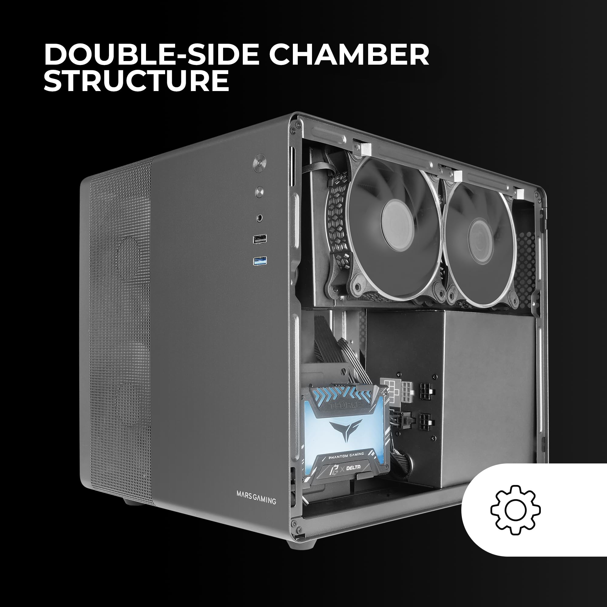 Mars Gaming MC-3TCORELCD Caja Gaming ATX, Pantalla IPS 7,2” Personalizable, Triple Cristal Templado Extraíble, Estructura Doble Cámara Lateral, Soporte de Refrigeración Líquida hasta 360mm, Blanco — view 62