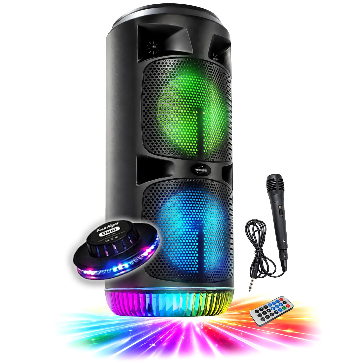 Enceinte Sono DJ Bluetooth KA03-XXL sans Fil 450W Karaoké Entre amies - USB Radio FM LED, Jeu de lumière Ovni multifaisceaux