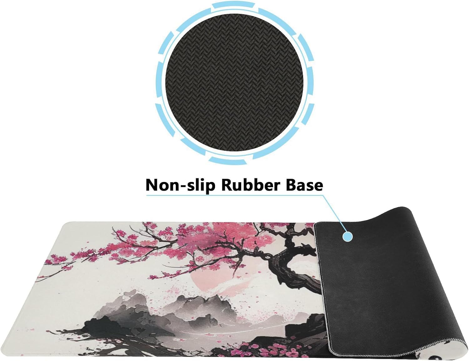 Japanese Cherry Blossom XXL Mouse Pad - Non-Slip Desk Protector - Large Gaming Mousepad for Desktop - Anti-Slip Rubber Base - Office/Home Work
