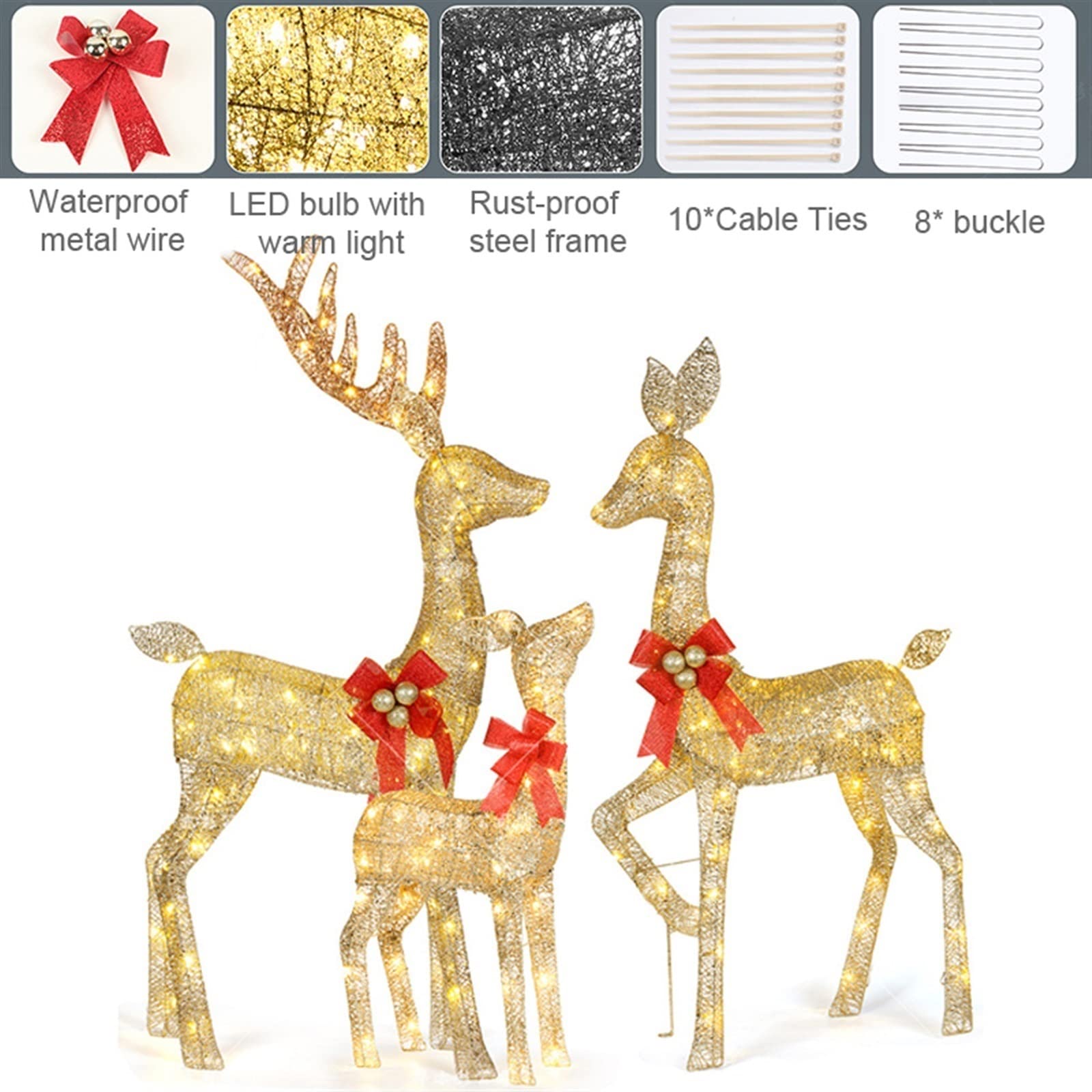 LED Verlichte Kerst Herten Familie Tuin Decor Outdoor