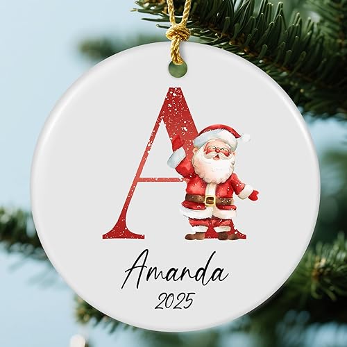 Miniatura 21 de Adornos con nombre de letra para árbol de Navidad, adornos de Navidad personalizados 2025, adornos de nombre inicial personalizados, decoraciones